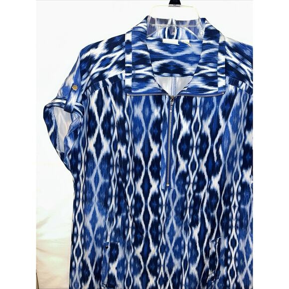 Chico's ZENERGY XL Neema Ikat Half-Zip Golf Dress 4 Way Stretch Athleisure - Picture 3 of 13